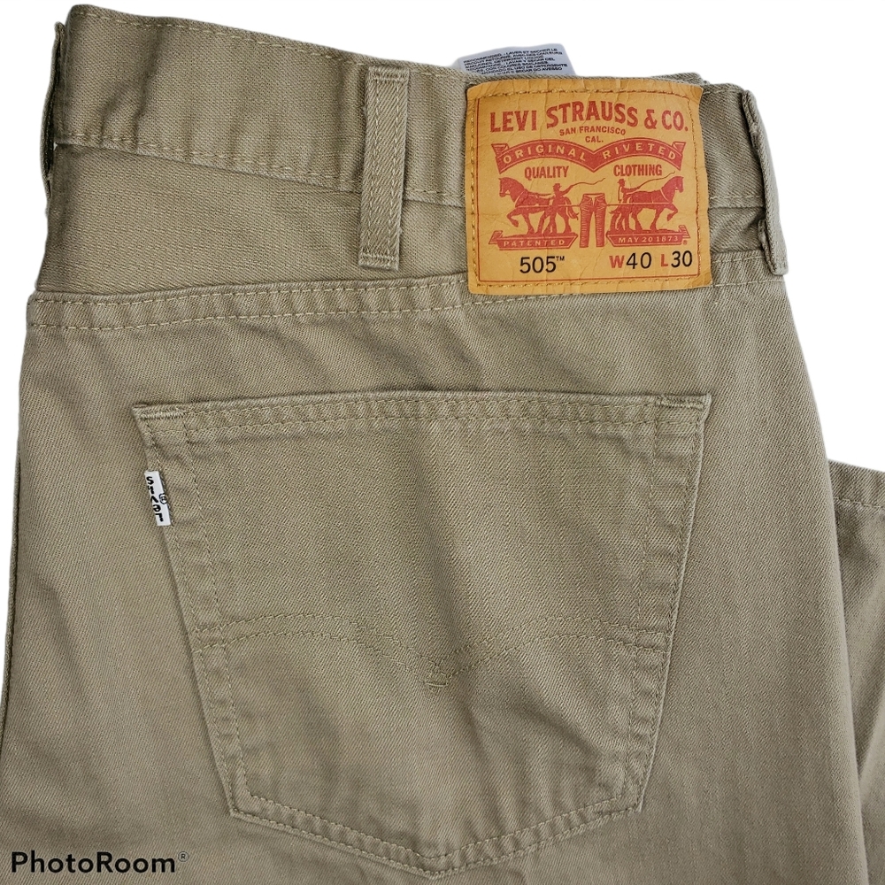 Levi's 505 Classic Twill Jeans Tan Khaki 40x30 - Picture 9 of 11